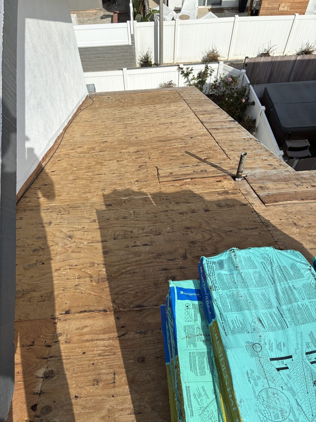 CertainTeed DiamondDeck synthetic underlayment at the skylight during an Oxnard re-roof by NRG Roofing