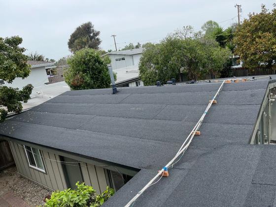 Completed torch-down modified bitumen low-slope roof in Ventura County