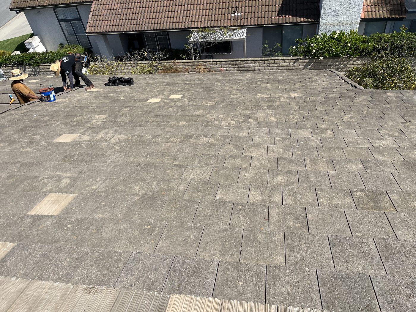 Finished tile roof facet, original tile reset over new underlayment, Ventura, by NRG Roofing